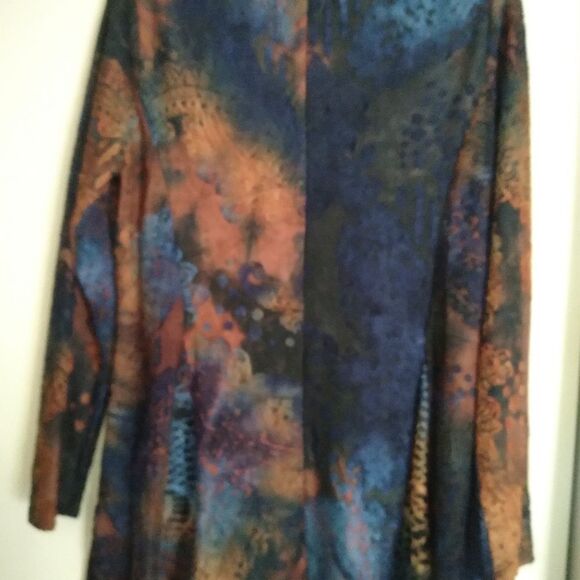 F61 Palila San Francisco rust and blue print blouse. Fall Colors - Picture 4 of 8